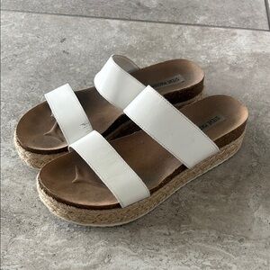 Steve Madden White and Brown Platform  Sandals